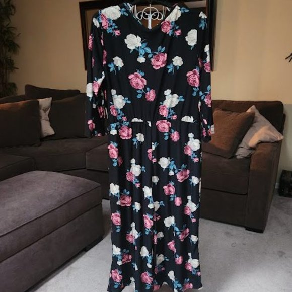 NWT No Boundaries black floral pant romper sz XXXL / 21 juniors plus - Picture 2 of 3
